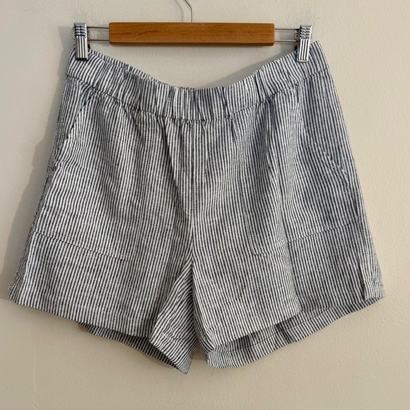 J Crew Factory women’s Linen blend pull on short black and white stripe Sz S NWT - Picture 4 of 13